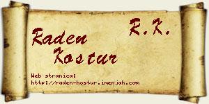 Raden Kostur vizit kartica